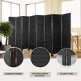 thumbnail image 3 of Ecomex 8 Panels Louver-Design Wood Room Divider Folding Screen (Black), 3 of 6