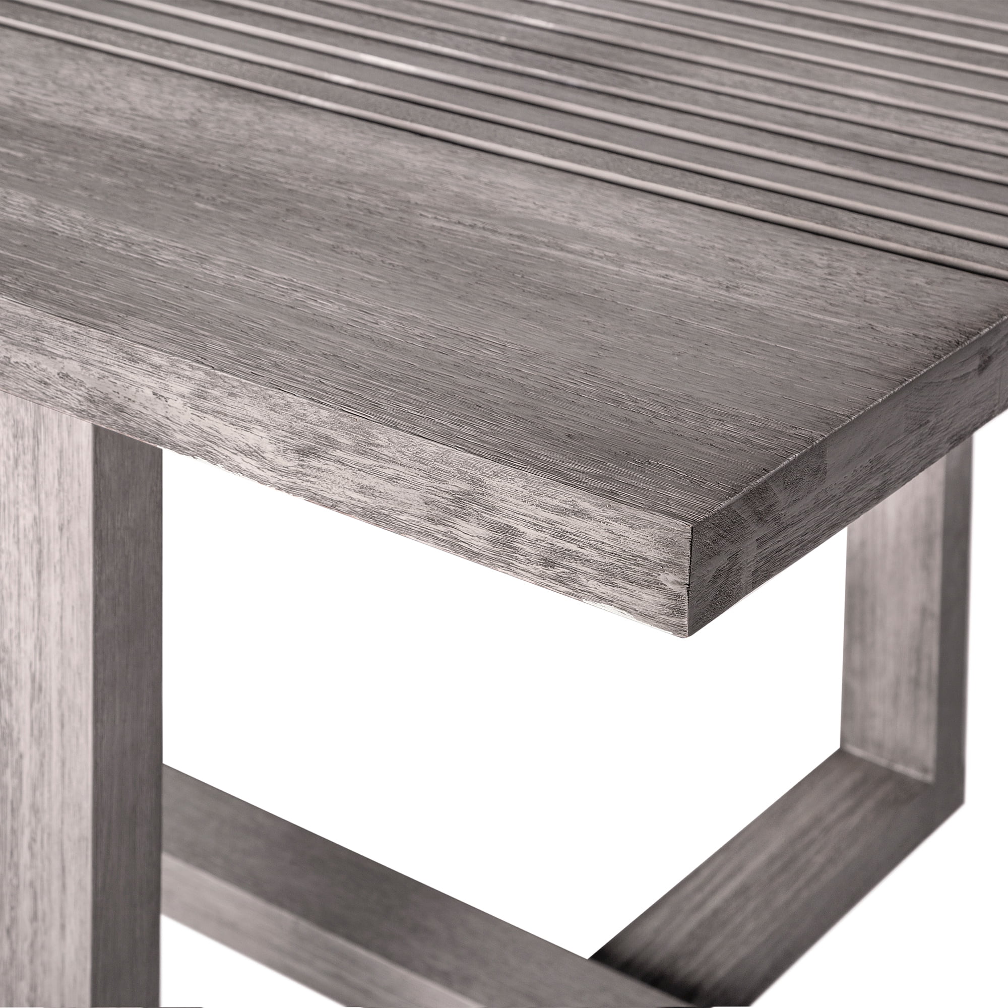 Vivid Outdoor 7 Piece Dining Set in Gray Eucalyptus Wood with Gray Cushions