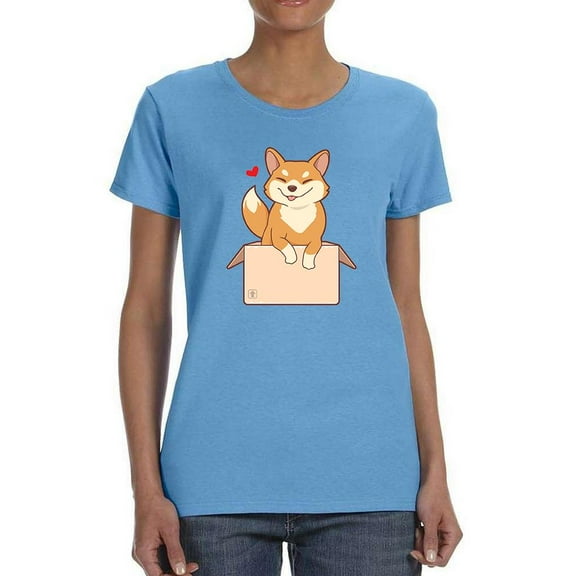 Cute Shiba Inu In Box T-Shirt Women -Image by Shutterstock, Female 3X-Large
