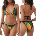 thumbnail image 3 of Gaeub Mango In The Rain Print Women's Triangle Bikini,String Bikini Set,Two Piece Swimsuit Bathing Suits, 3 of 5