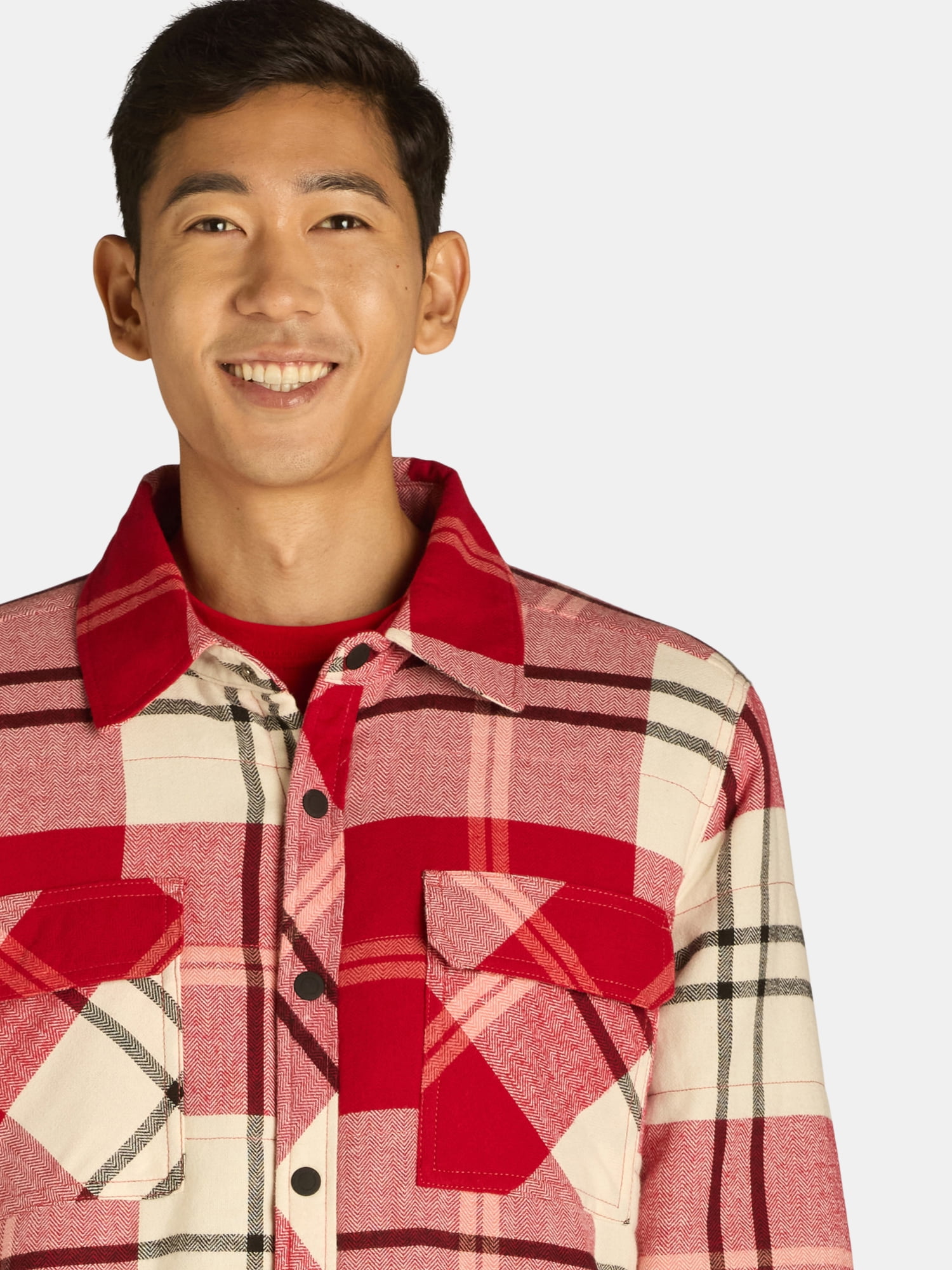 George Men's & Big Men's Fleece Lined Flannel Shirt Jacket, Sizes S-3XL