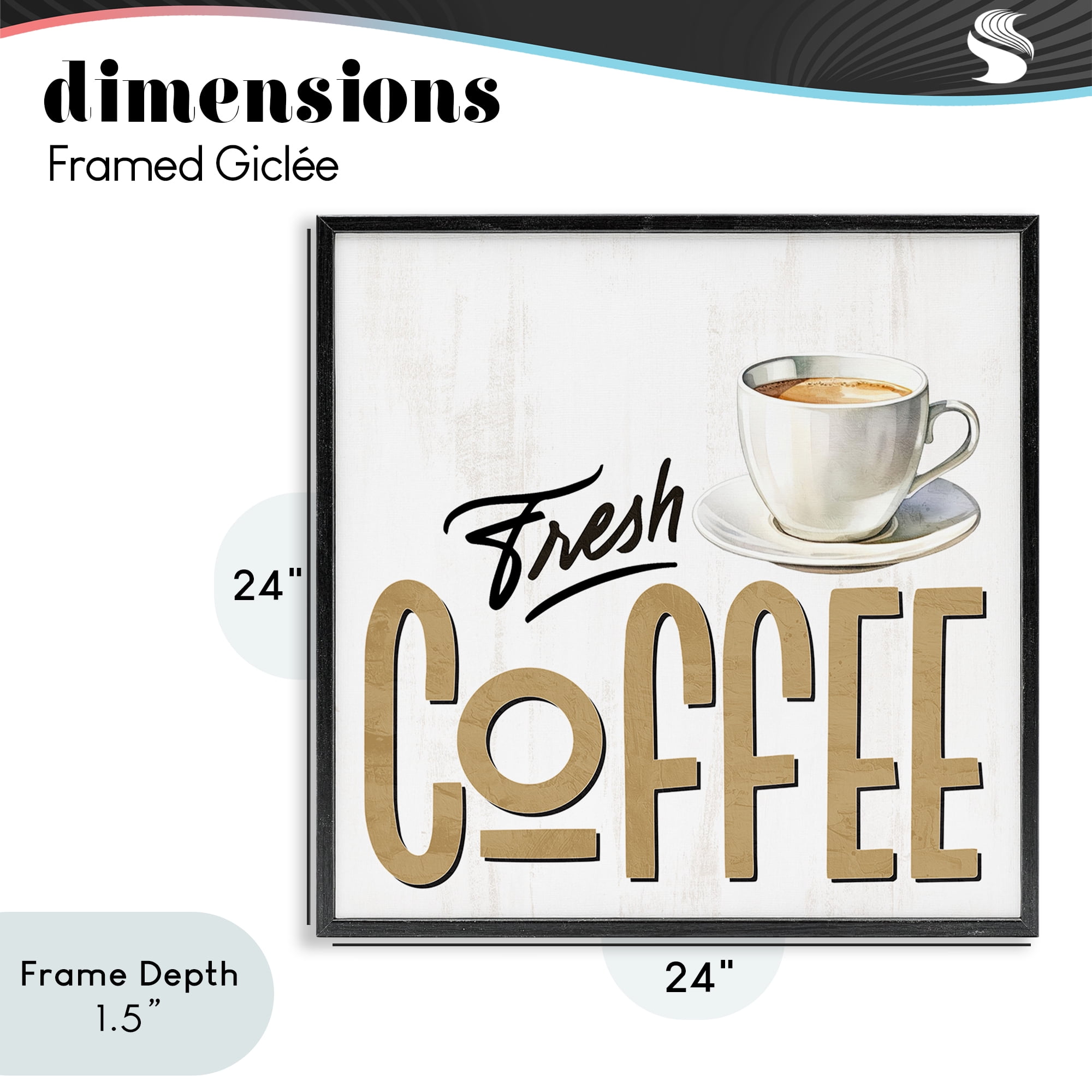 Stupell Industries Fresh Hot Coffee Black Framed Giclee Art, design by Kim Allen