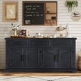 thumbnail image 1 of 63" Large Sideboard Buffet Cabinet with 3 Drawers, 32" Tall Farmhouse Accent Cabinet with 4 Doors & Adjustable Shelves, Coffee Bar Wine Storage Table for Dining Room, Living Room, Black, 1 of 9