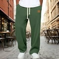 thumbnail image 2 of Xyxonk Men Wide Leg Waffle Pants Drawstring Wide Leg Casual Lounge Pant Lightweight Breathable Hiking Sweatpant Fall Winter Textured Elastic Waist Trouser,Dark Green XL, 2 of 8