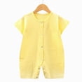 thumbnail image 2 of Xudanell Preemie Girl Clothes Thin Summer Newborn Baby Crawling Suit Cartoon Printed Short Sleeved Toddler Clothes Light Yellow 0-6 Months, 2 of 4