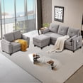 thumbnail image 2 of Soscana Convertible Sectional Sofa with Storage Ottoman and Loveseat, 3 Seater L Shaped Couch with Reversible Chaise and Storage Pockets for Living Room Apartment Studio Office,Light Gray, 2 of 8