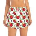 thumbnail image 2 of Xecao's Rose Flowers for a double-layer running short for women, perfect for gym, tennis, and more, featuring a convenient pocket., 2 of 9