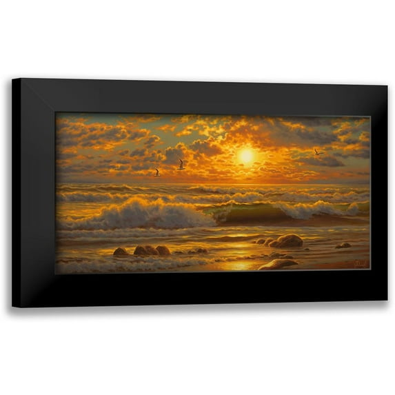 Adamov, Alexey 24x14 Black Modern Framed Museum Art Print Titled - Sunset above the Sea II