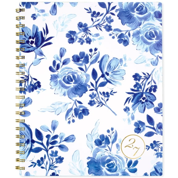 Cherrywood Lane for Mead Cambridge 2027 Weekly Monthly Planner, Blue Floral, Large, 8.5" x 11"