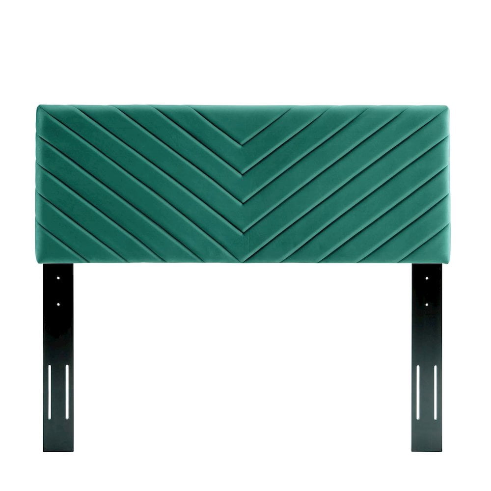 Modway Alyson Angular Channel Tufted Velvet Twin Headboard in Teal Blue