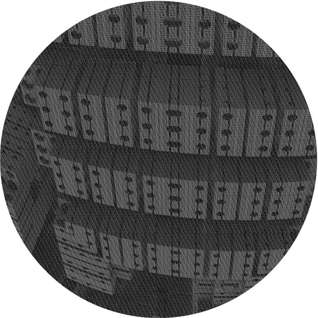 Ahgly Company Machine Washable Indoor Round Transitional Charcoal Black Area Rugs, 5' Round