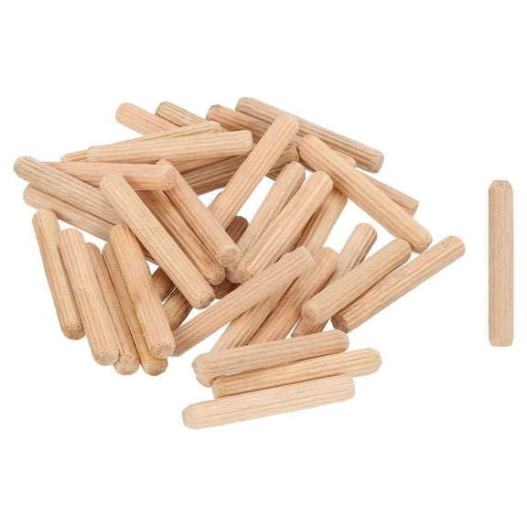 300Pack 1/4" x 1-4/7" Wooden Dowel Pins, Furniture Woodwork Grooved Fluted Pin