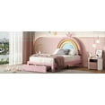 thumbnail image 5 of Newest Twin Size Upholstered Rainbow Design Bed, Velvet Princess Platform Bed with Storage Drawer, No Box-spring Needed,Colorful&Pink, 5 of 10