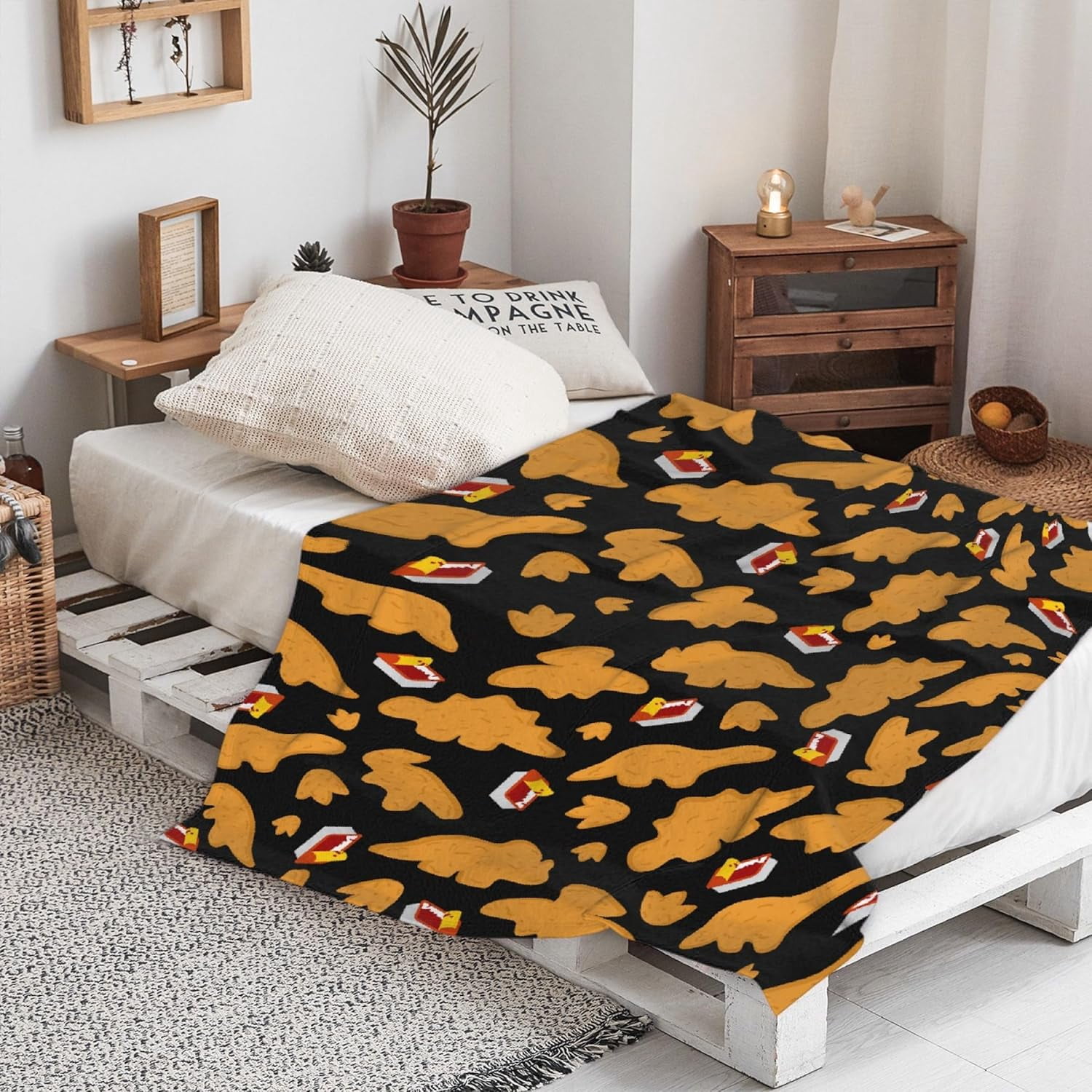 Chicken Nugget Dino Nugget Blanket Gifts Plush Fuzzy Cozy Soft Lightweight Blankets for Couch Air-Conditioning Quilts Decor Blanket for Chirstmas Gifts 60"x50" for Teens