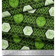 thumbnail image 3 of Soimoi Green Cotton Poplin Fabric Geometrical Star Geometric Print Fabric by the Yard 42 Inch Wide, 3 of 3