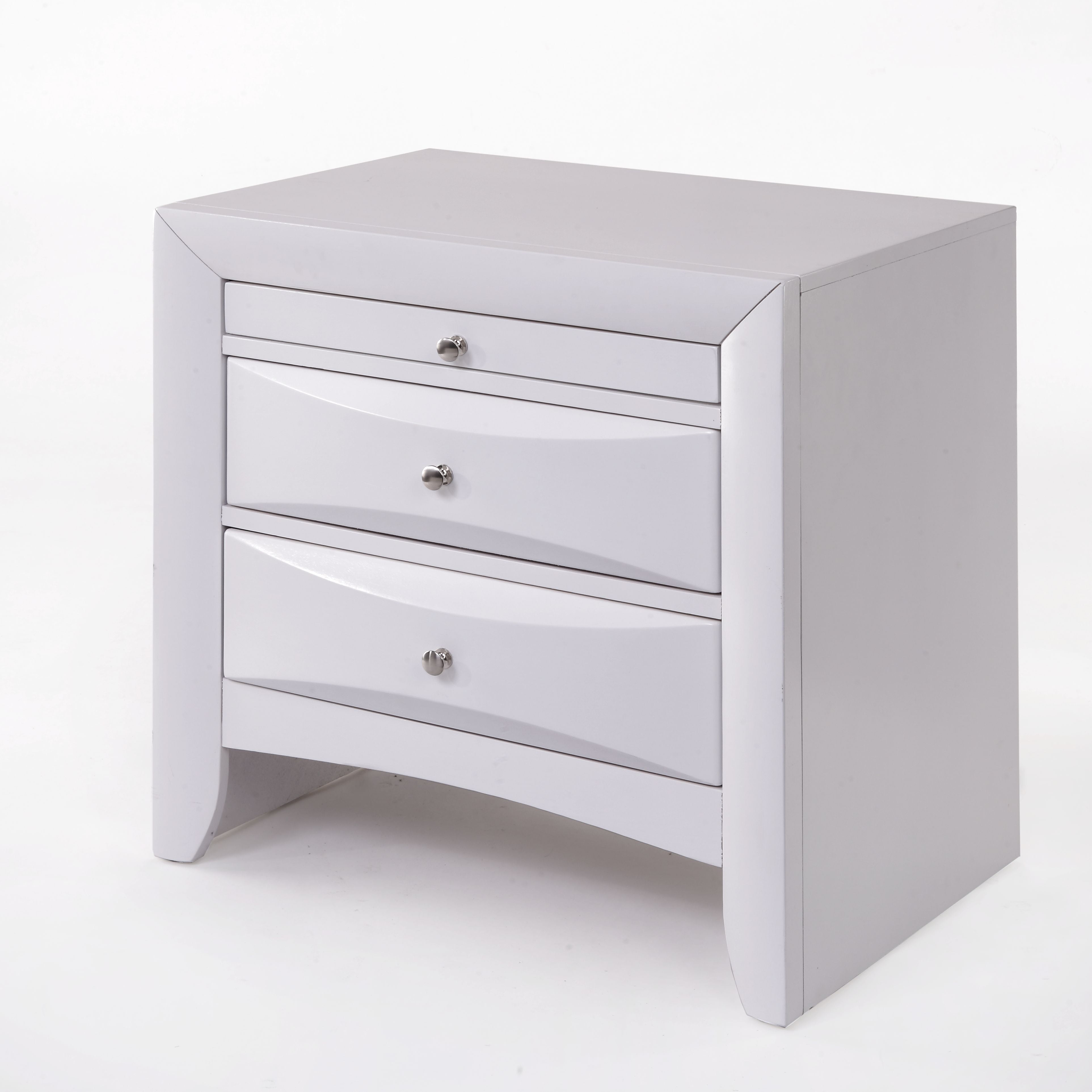 Elegant White 2-Drawer Nightstand with Beveled Fronts - 26"x25"