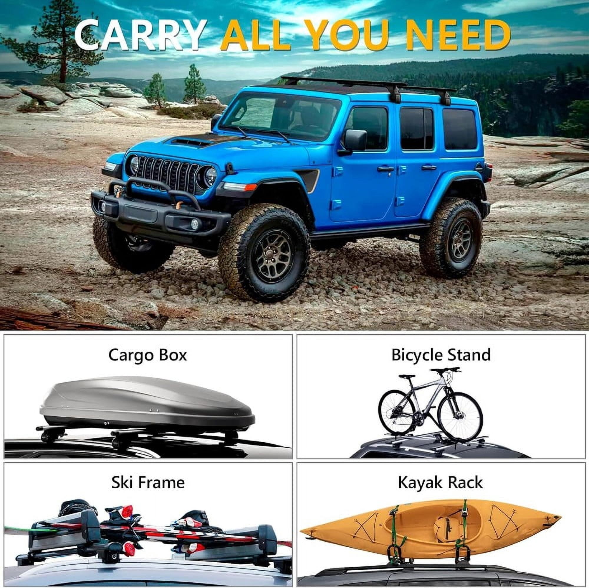 200 lbs Roof Rack Cross Bars fit for 2007-2024 Jeep Wrangler JK JL Gladiator JT