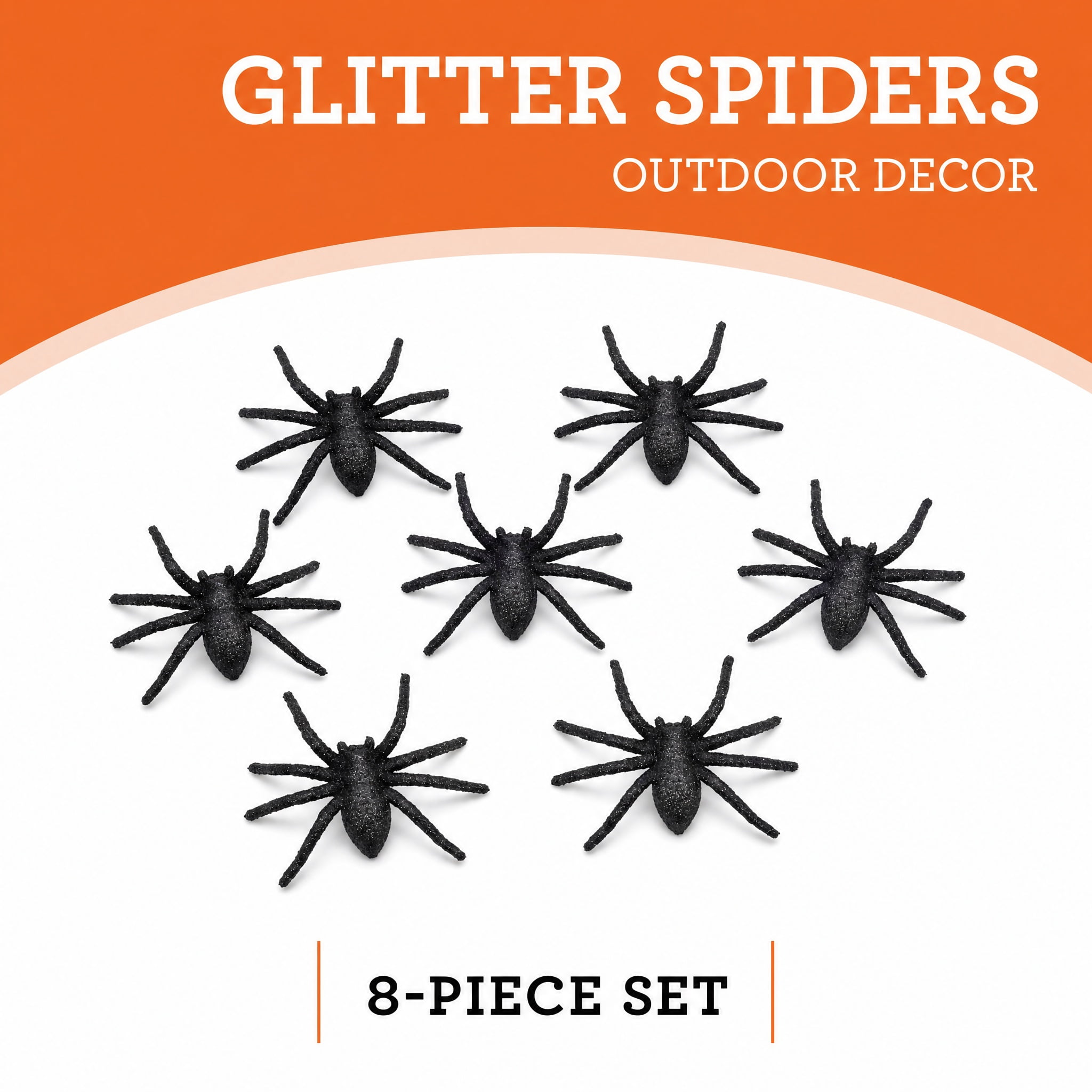 Glitter Spiders Decorations, Black, 8 Count, Halloween by Way To Celebrate