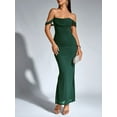 thumbnail image 2 of Zmoon Robe Plissée en Maille pour Femme, Dos Nu, à une Épaule, Ajustée, Moulante, Longue, 2 of 9