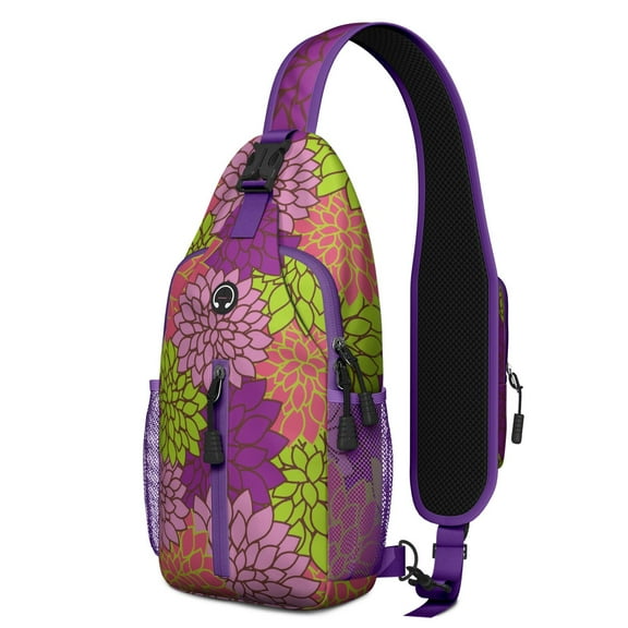 Retro Floral Crossbody Daypack Lightweight Sling Backpack for Students and Travelers