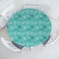 thumbnail image 3 of Ambesonne Ocean Fitted Round Tablecloth, Swirled Spiral Sea Waves, 56"- 60" Diameter, Aqua, 3 of 5