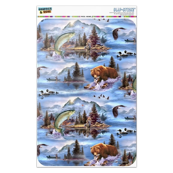 Mountain Fly Fishing Bear Stream Lake Fish Home Business Office Sign