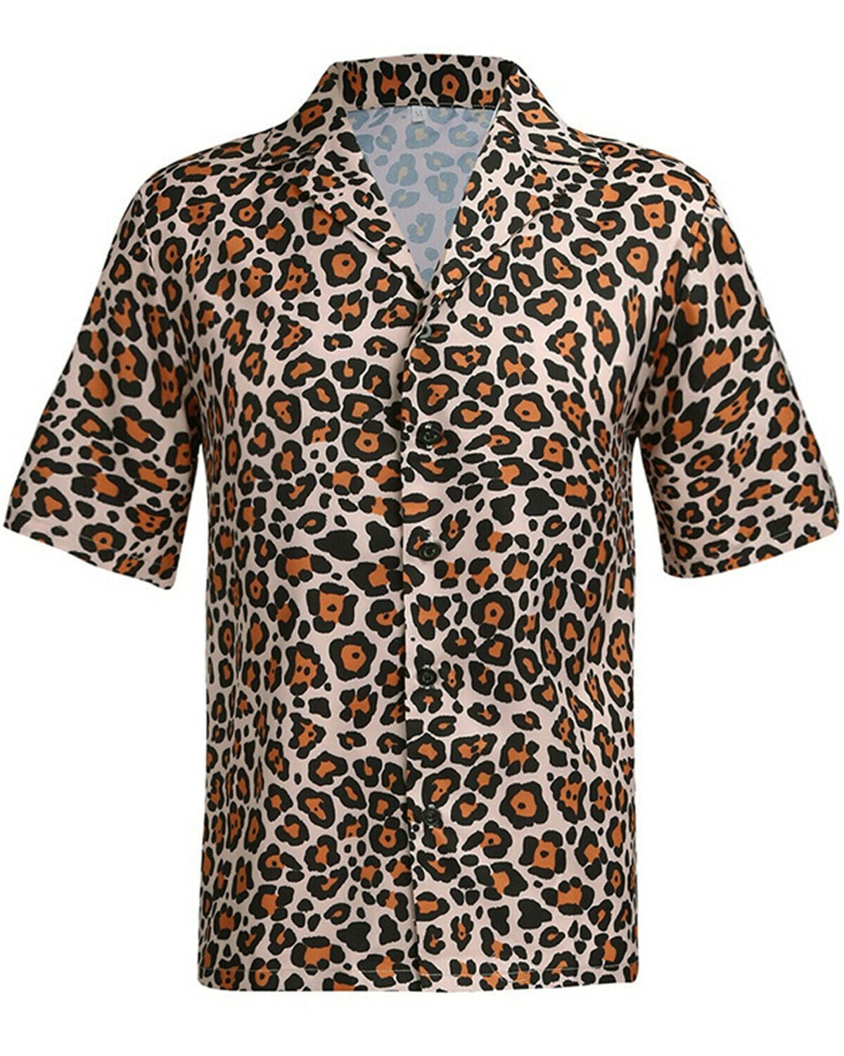 wsevypo Mens Summer Casual Dress Shirt Leopard Print Button Down Short ...