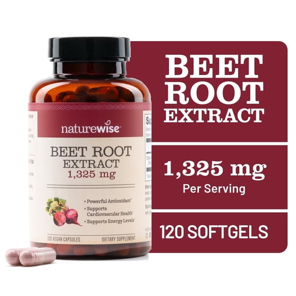 NatureWise Beet Root Capsules 1325mg with Organic Beetroot - 120 Capsules[60-Day Supply]