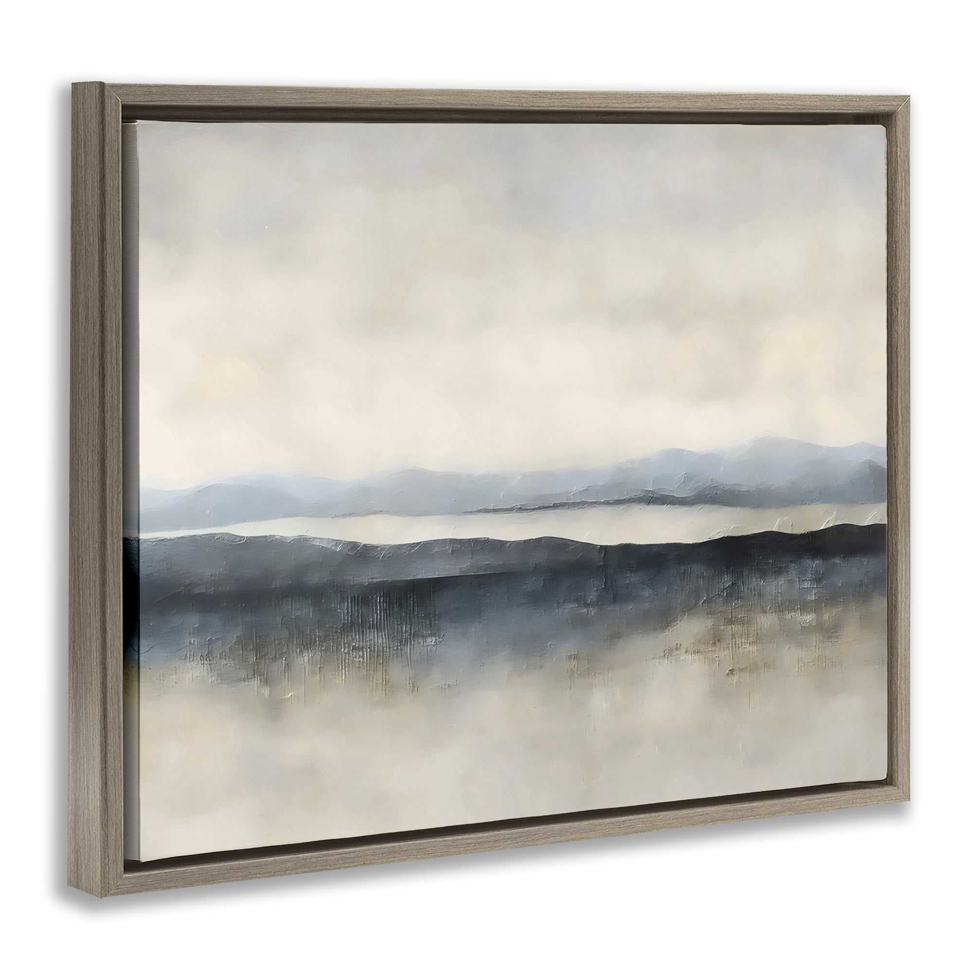 Stupell Industries Misty Muted Horizon Brown Framed Floater Canvas Wall Art, design by Riley B