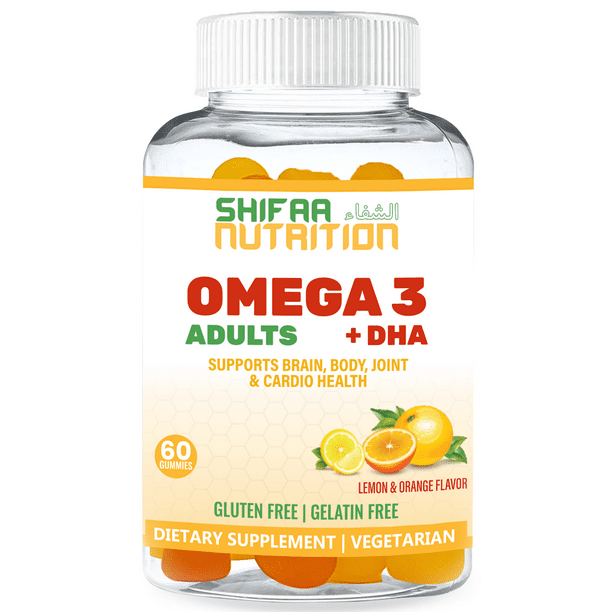 Halal Omega 3 Gummies For Adults, 60 Gummies No Fish Oil Burps, Plant