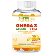 Halal Omega 3 Gummies For Adults, 60 Gummies | No Fish Oil Burps, Plant Based | Chia Oil, Algae | Omega 3 6 9 w/ DHA, Vitamin C | For Brain, Cardiovascular & Immune Support | SHIFAA NUTRITION