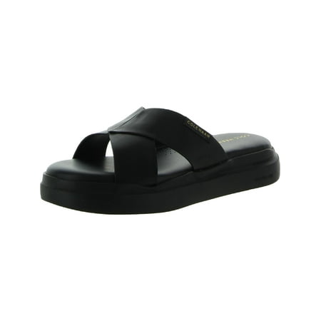 

Cole Haan Womens Grandpro Platform Leather Flat Sandals Black 9 Medium (B M)