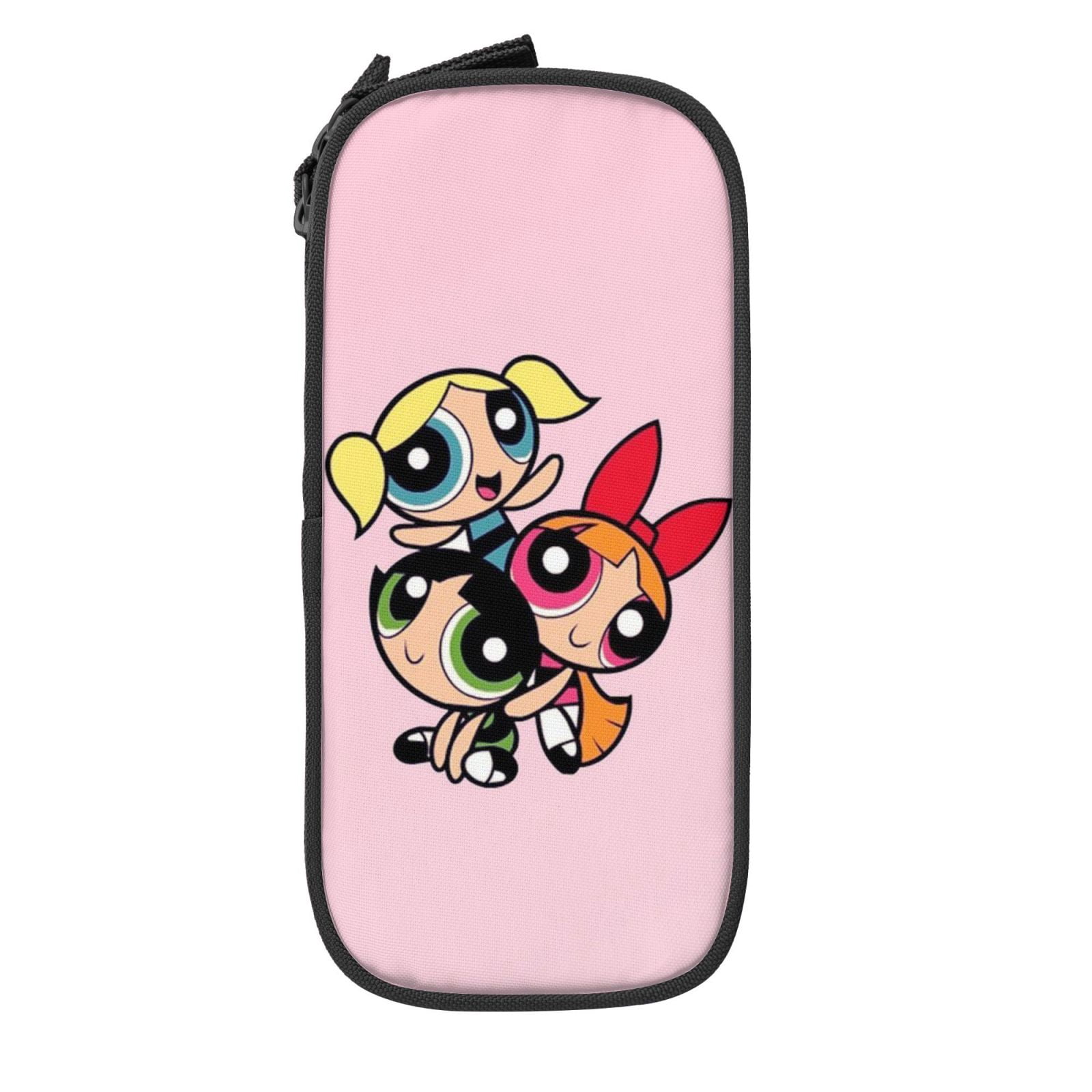 The Powerpuff Gi-rls Pencil Case Large Capacity Pencil Pouch Pen Bag Office Stationery Organizer Travel Makeup Bag Black