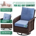 thumbnail image 4 of Sunmthink 7-Piece Patio Furniture Set, High Back Swivel Rocker Chairs with Thick Cushions, Wicker Rattan Outdoor Sectional Sofa with Fire Pit & Ottoman, Blue, 4 of 7