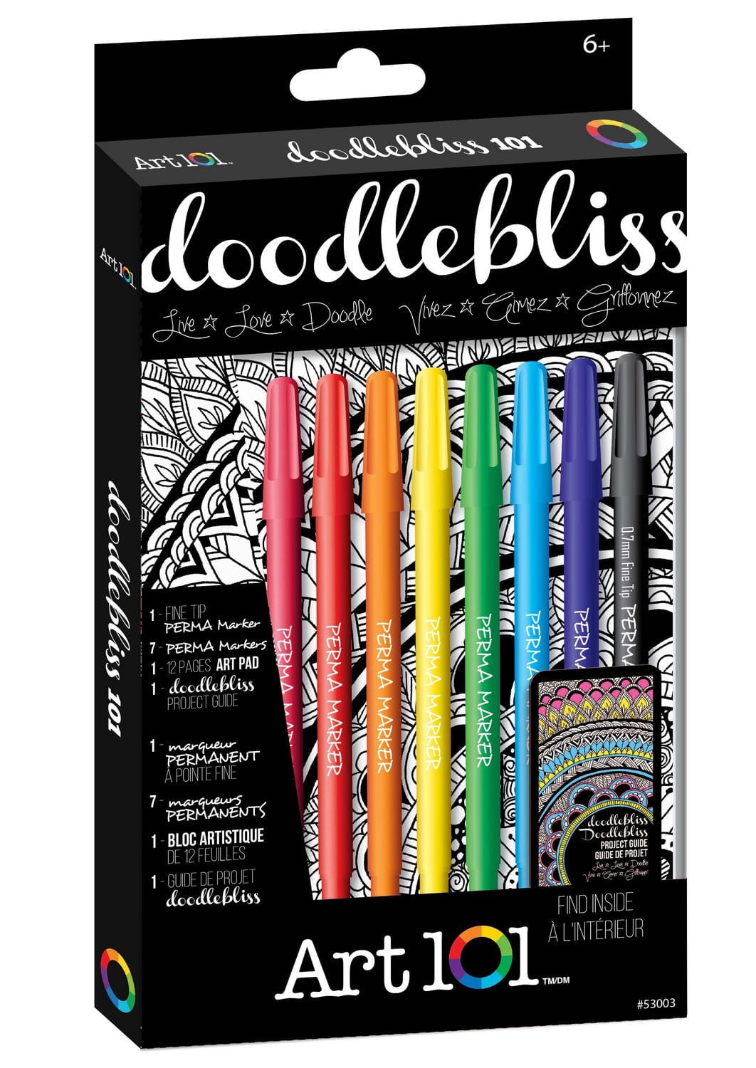 Ens. de dessin et esquisse d'art Doodle Bliss 101 d'Art 101