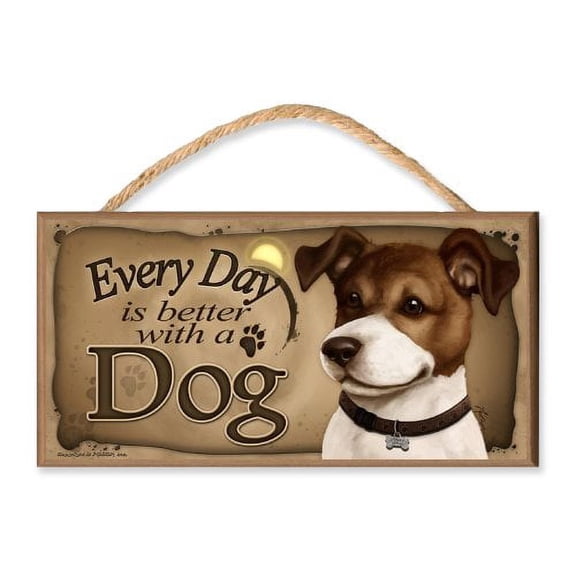 Every Day is Better With a Dog Wooden Dog Sign / Plaque featuring the Art of S. Rogers