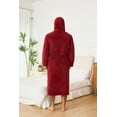 thumbnail image 2 of Vulcanodon Men Fleece Hooded Robe, Plush Lightweight Bathrobe Long Soft Warm House Coat with Pockets,(Burgundy,2XL-3XL), 2 of 5