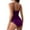 Purple, variant on Womens One Piece Swimsuits Tummy Control High Waisted Ribbed Bathing Suit 1 Piece Monokini Swimsuit