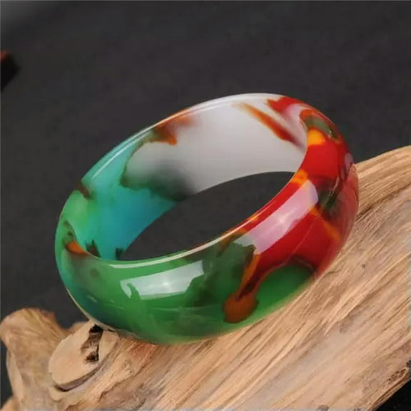 GAVONO China Natural 56-66mm Multicolor Jade Jadeite HandCarved Bracelet Bangle Healing-64-66mm