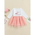 thumbnail image 2 of Bagilaanoe Toddler Baby Girl Valentine's Day Dress Letters Print Long Sleeve A-line Princess Dresses 1T 2T 3T 4T 5T 6T Kids Patchwork Tulle Skirt, 2 of 7