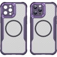 thumbnail image 3 of Case for iPhone 12 Pro,Full-Body Rugged Carbon Fibre Protective Clear Back Hybrid Magnetic with Wireless Charge Shockproof Protector Phone Case for iPhone 12 Pro,6.1 inch 2020 (Purple), 3 of 18