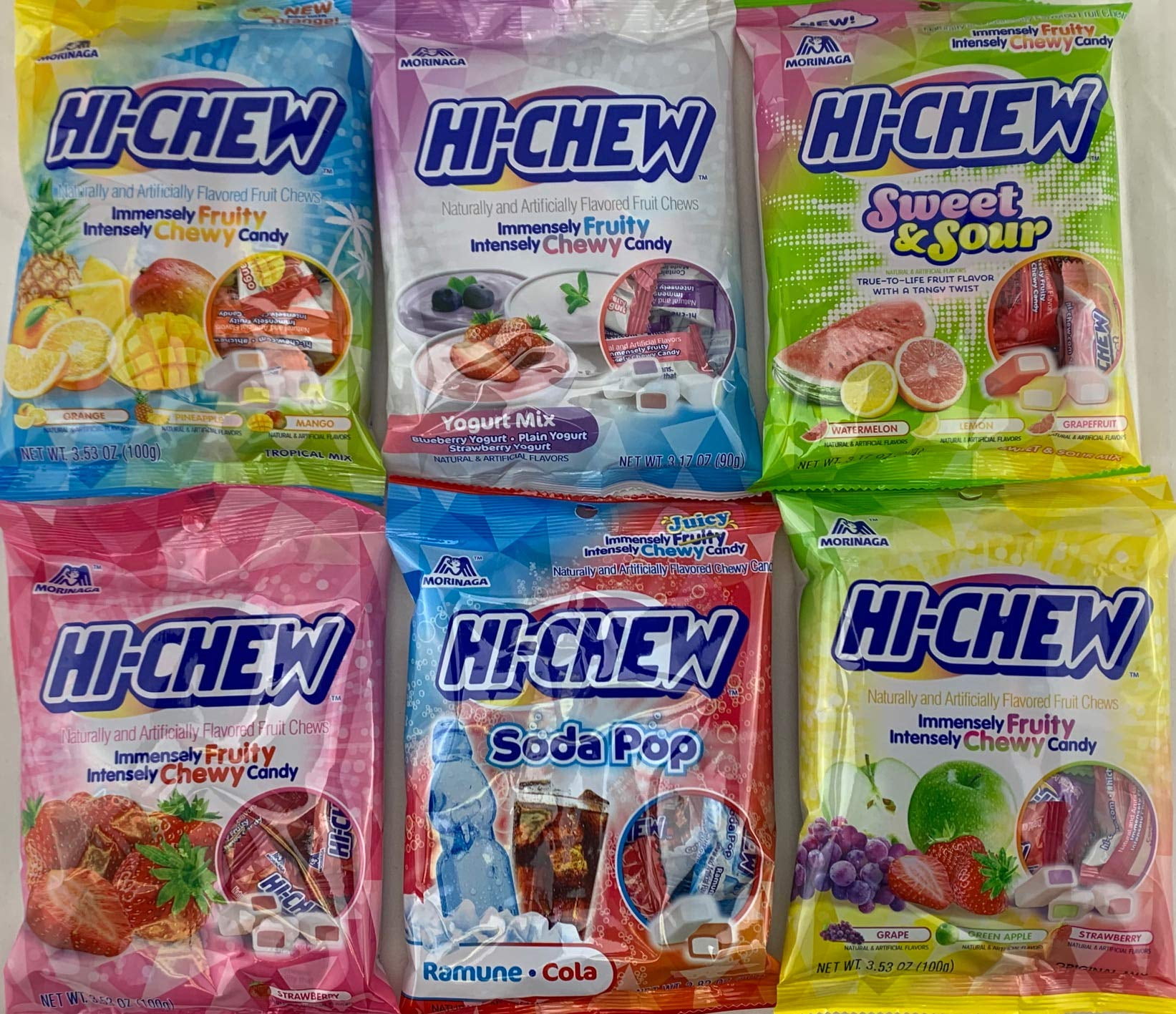 Hi Chew 6 Different Flavors Variety Pack (Tropical Mix Sours Strawberry