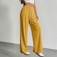 thumbnail image 4 of Lmnyox Sweatpants for Women Lightweight Elastic High Waist Pants Casual Loose Trendy Trousers with Pockets, 4 of 5