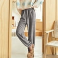 thumbnail image 2 of Womens Plus Size Pants Flannel Casual Stylish Elastic Waist Pant Winter Solid Color Warm Loose Trousers for Women Grey L, 2 of 6