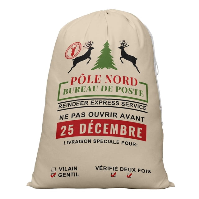 Printtoo Large Drawstring Canvas Bag Christmas Sack Bags Santa Gift Sack Custom Party Favor 2 Pcs 27x20 Inch