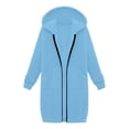 thumbnail image 4 of 2026 New Women Casual Zip Up Fleece Hoodies Long Knee Length Jacket Tunic Sweatshirt with Pockets, 4 of 6