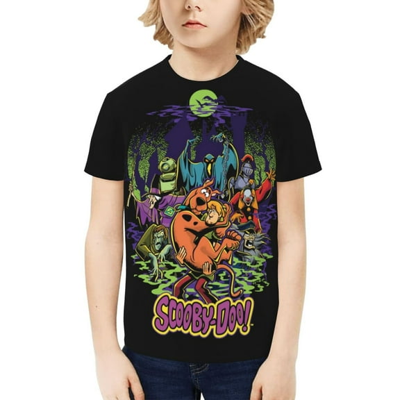 Scooby Doo Boys Girls T-Shirts Graphic Print Short Sleeve Tops Casual Crew Neck T-Shirt Streetwear for Youth Kids