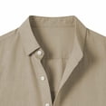 thumbnail image 6 of COSFO Solid Mens Button Up Shirt Summer Cotton Linen Short Sleeve Shirts Vacation Collared Loose Fit Beach Tops, 6 of 6