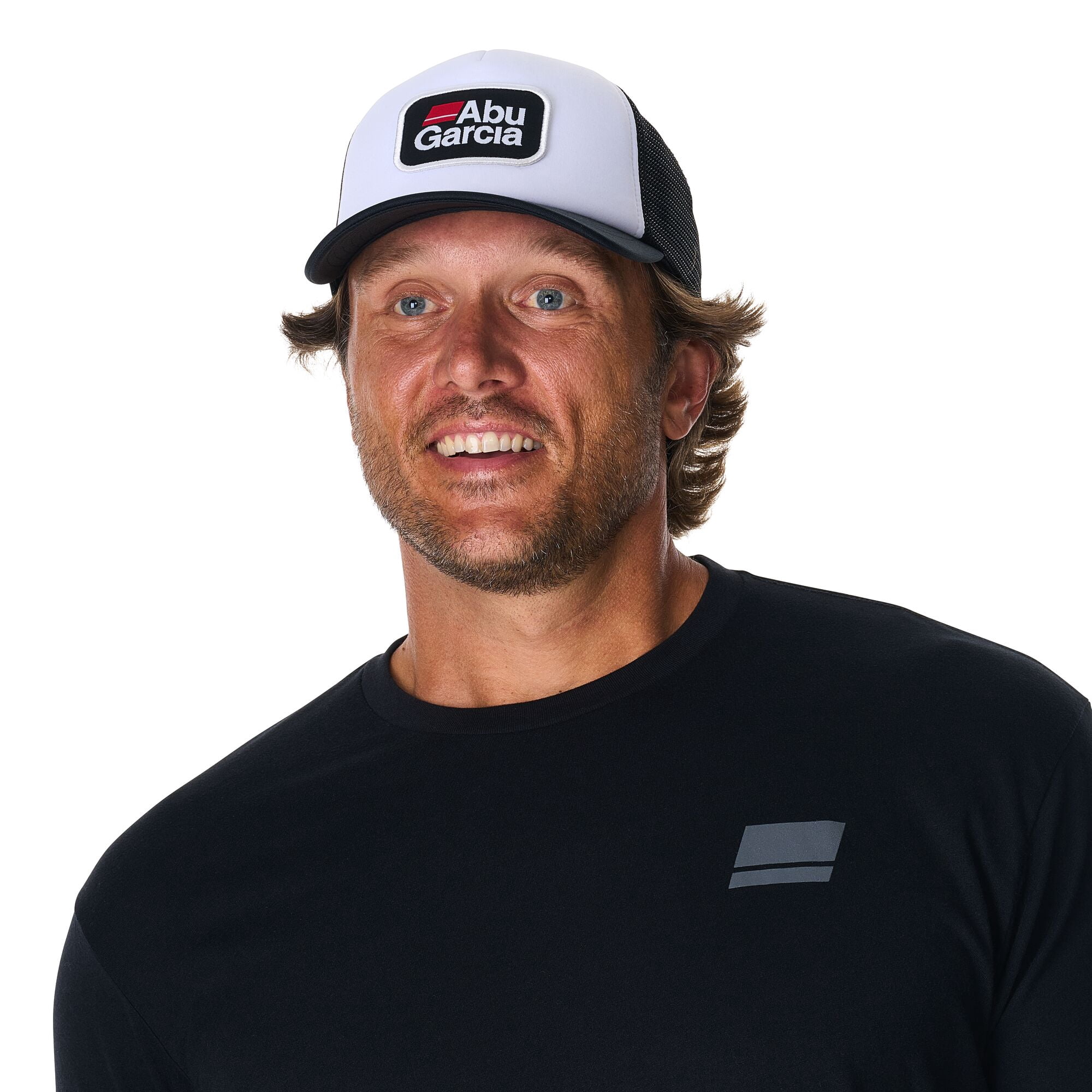Abu Garcia Stacked Logo Foam Trucker Hat, White