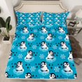 thumbnail image 2 of Manfei Kawaii Blue Penguin Twin Sheet Sets for Kid, Antarctic Wildlife Animal Twin Fitted Sheet, Winter Snowflake Flat Sheet, Microfiber Bedroom Decor, 3 Pieces, 2 of 7
